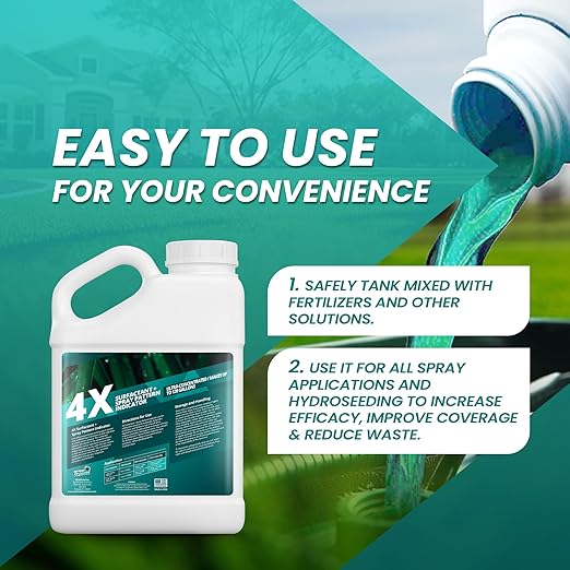 1 Gallon 4X Spray Pattern Indicator Dye + Surfactant Makes 128 Gallons of Wetting Agent for Lawn &amp Turf Mark - Effective Spray Indicator Liquid Blue Dye for Marking Turf Easy to Mix &amp Apply