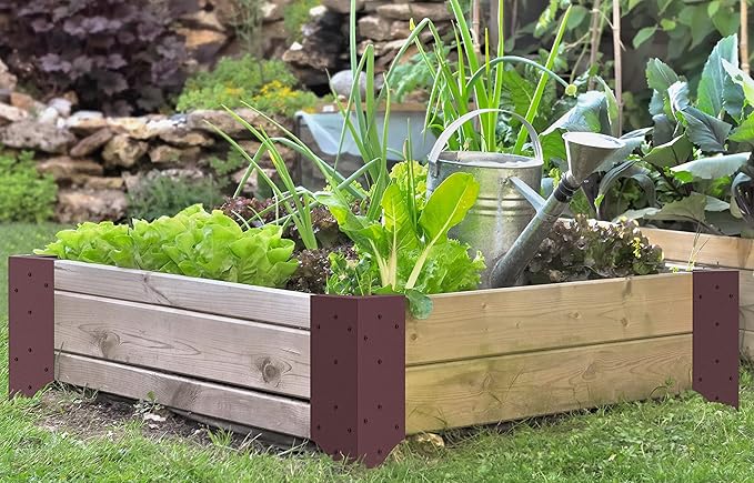 Raised Garden Bed Corner Brackets With Securing Lip | Fits Lumber up to 2 Inch x 12 Inch in Size | Set of 4 | DIY Flower or Vegetable Garden | Copper