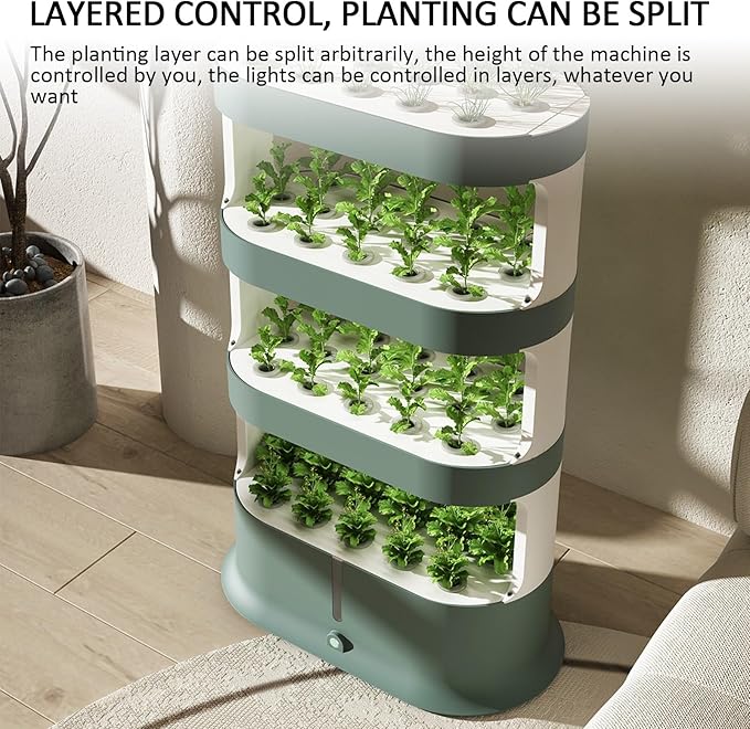Hydroponics Growing System Indoor Hydroponic Grow Tower Hydroponics Tower with Remote Control with Auto Timer and Grow Light for Herbs Plants Vegetables Fruit(Green105cm/41in)