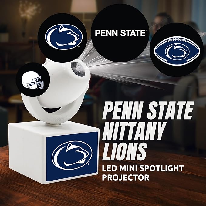 Sporticulture NCAA American Football Penn State Nittany Lions - Adjustable Led Mini Spotlight Projector with 6 Team Logo Designs - Portable &amp Rechargeable Spotlight - Battery-Operated - 4.37” x 3.