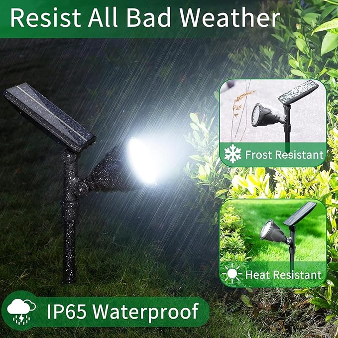JSOT 600 LM Solar Spotlights Outdoor for GardenIP65 Waterproof Solar Spot Lights Landscape Lighting for Walkway Wall Garden Backyard Path Pathway Driveway 18LED Beads Cool White 4 Pack