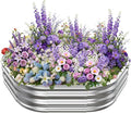 Hexagon Raised Garden Bed 48 Inch Diagonal &amp 12 Inch Tall Galvanized Steel Planter Box with Wave-Shaped Metal Panels for Outdoor FlowerTreeHerb &amp Vegetable Garden (Silver 4FT X 1FT)