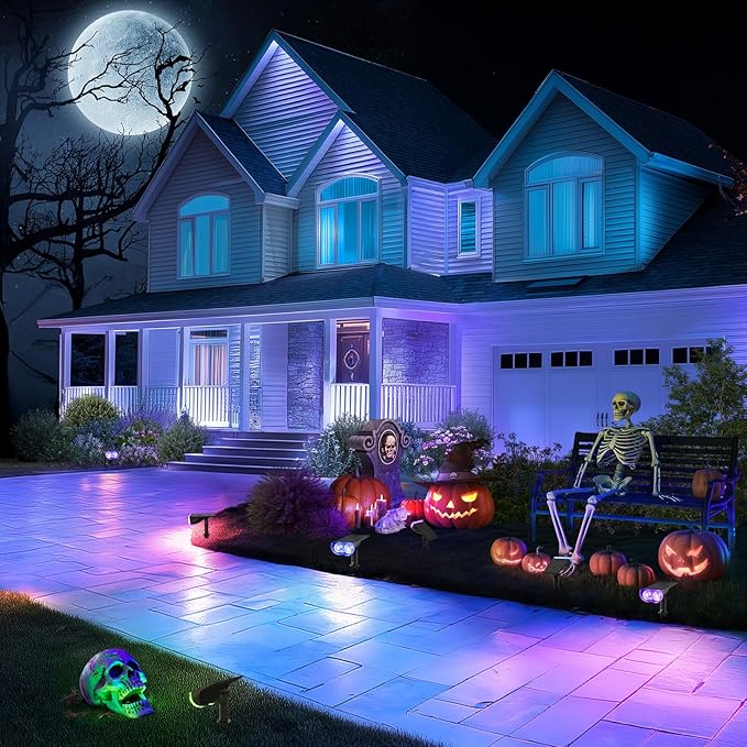 Linkind RGB Halloween Solar Lights Outdoor A19 Soft White to Daylight Tunable Smart Light Bulbs