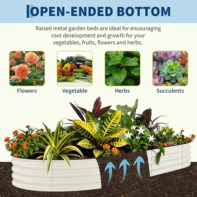 Garvee Galvanized Raised Garden Bed Outdoor 10x4x1.5 ft Metal Planter Box for Flowers Vegetables Rust-Resistant Raised Garden Beds for Gardening Easy Assembly Outdoor Garden Box &amp Planters Bei