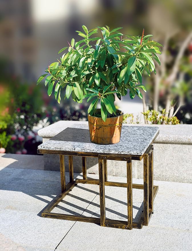14.5 Marble Black Gold Plant Stand