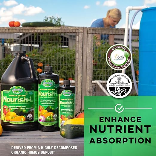 MICROBE LIFE HYDROPONICS Nourish-L Liquid Fertilizer Stimulator to Enhance Plant Nutrient Absorption for Fruits &amp Vegetables Use with Any Feeding Systems Including Hydroponics or Soil 32 Ounces