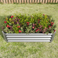 7.6x3.7x0.98FT Metal Raised Bed for Outdoor Flower Planters Vegetables Herb Galvanized Raised Garden Bed Kit Rectangular Large Metal Deep Root Planters with An Open Bottom (Silver with 4x2x1ft)