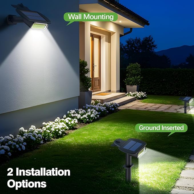 4 Pack Solar Spot Lights Outdoor Waterproof IP68 Auto On/Off Bright Solar Powered Spotlights with Wall Mount &amp Ground 2 IN 1 Adjustable Solar Landscape Lights for Outside Yard Garden Pathway