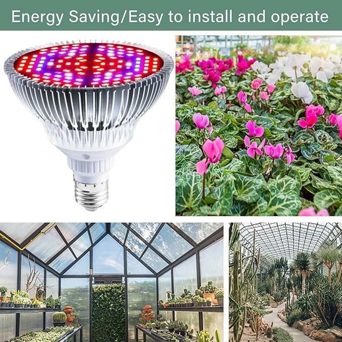 GLOGLOW Energy Saving LED Grow Lamp with Full Spectrum Light Efficient Plant Growth 80W 120 Beads for Indoor Gardening (80W 120 Beads)