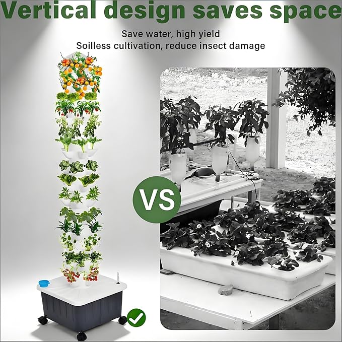 Vertical Hydroponic Grow Tower Aeroponic Tower 15 Layer 45 Plants Sites Suitable for Planting on Balconies in Gardens and in Small courtyards