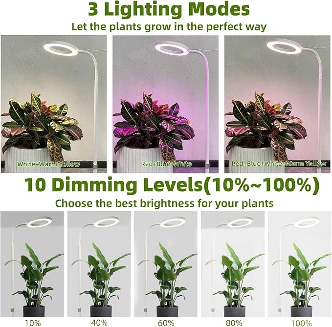 LED Grow Light for Indoor Plants Full Spectrum led Grow Light35 inches Adjustable HeightGrowing Lamp with TimerDimmable BrightnessIdeal for Tall Plants