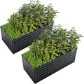 2-Pack 6x3 FT Deep Root Raised Garden Beds Complete Galvanized Steel Kit for Large Vegetable Gardens - Reinforced Metal Planter Boxes Create 36 Sq Ft of Growing Space for Flowers &amp Herbs