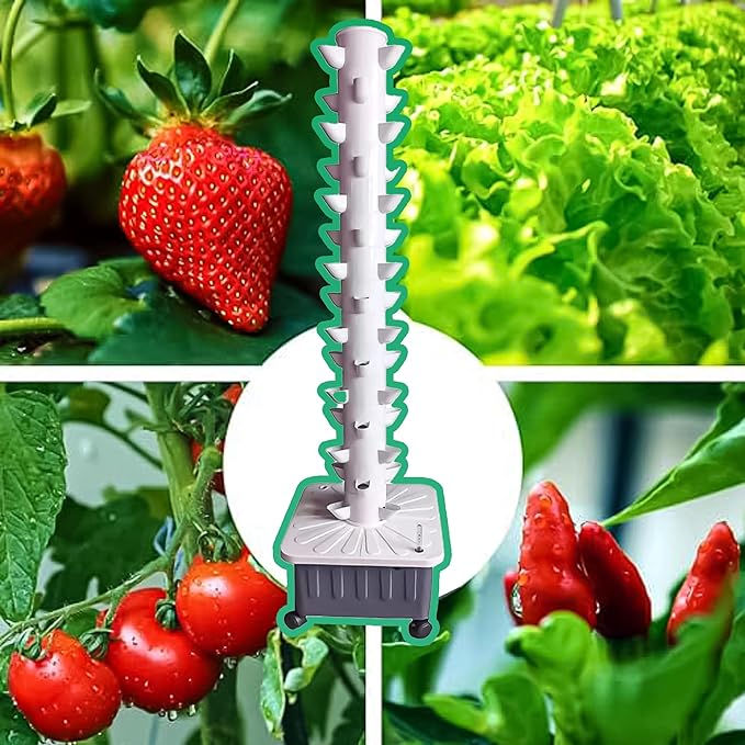 Hydroponic Growing System 45 Holes Indoor Garden Tower for Herbs Vegetables Fruits LettuceSoil-Free Smart Gardening Kit (Space-Saving Design)