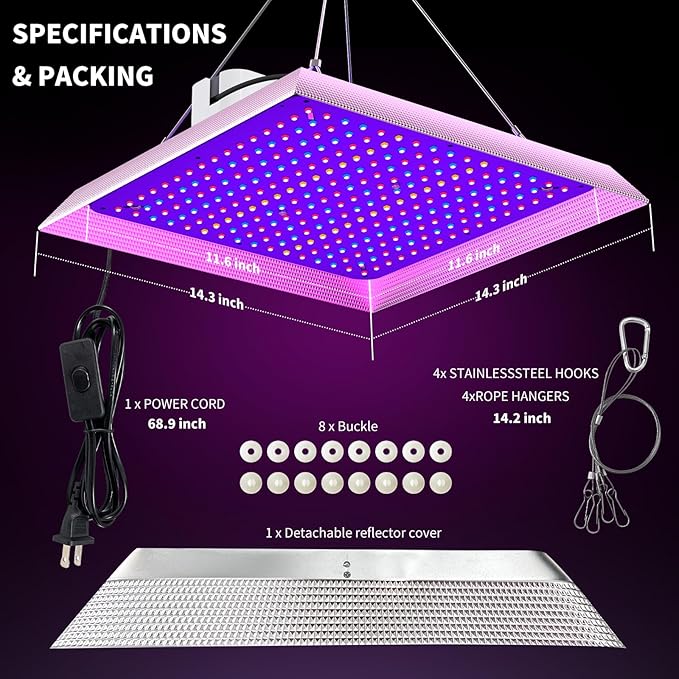 LED Grow Lights Grow Lights for Indoor Plants Full Spectrum Hanging Seed Starting Seedlings Vegetable Growing Lamps 3000 Lumen