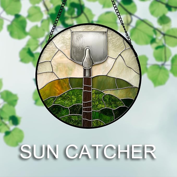 Stained Glass Window Hanging 4 Pcs Set Gardening Tools 9.8 - Suncatcher Door Garden Sun Catcher Decor Birthday Mother's Day for Gardener Men Woman Nana Mam Friend