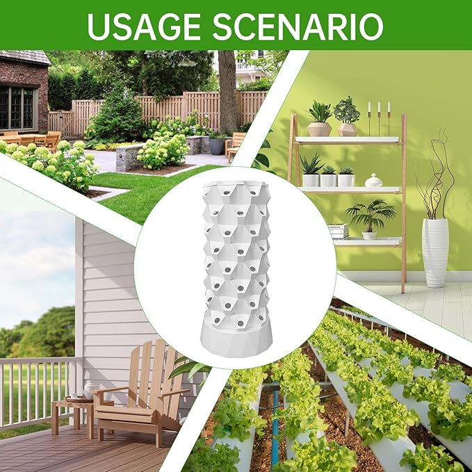 Hydroponic Tower Garden 64 Slots Hydroponic Fruit Tower with Water Pump Plant Tower Outdoor Hydroponic for Apartment Outdoor Gardening