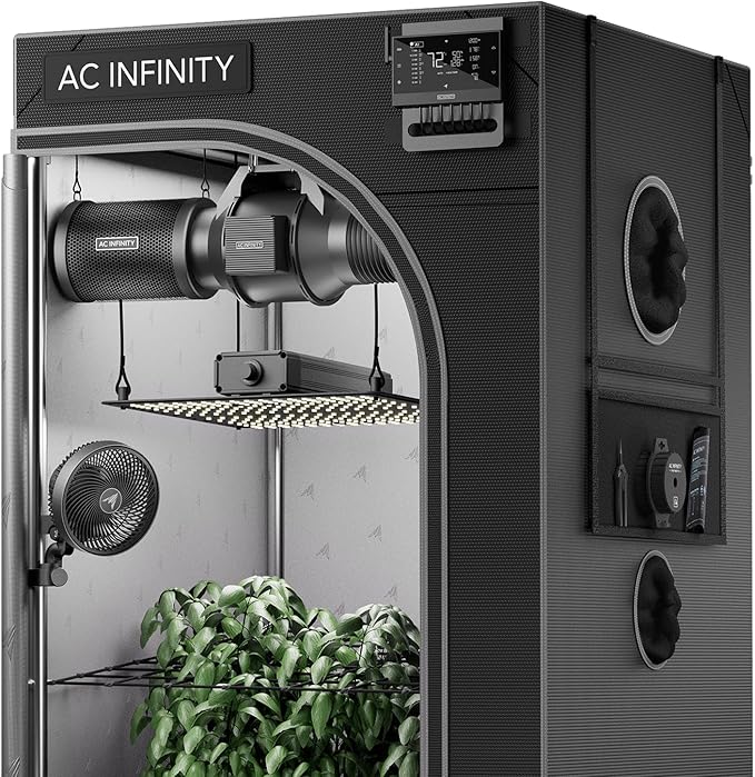 AC Infinity AI Grow System 2x2 1-Plant Kit w/Self-Learning AI Controller Dynamic Airflow &amp LM301H LED Lighting Control 2000D Mylar Tent w/Lab-Tested Reflectivity Largest Zippered Window