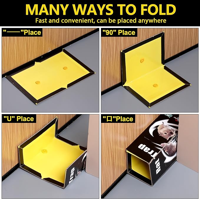 12 Pack Sticky Mouse Traps Sticky Traps for Rats Mice Rodents Snakes No Touch Indoor Mouse Traps for Home Kitchen Garage Attic Basements Easy to Set Black