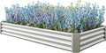 Raised Garden Beds Outdoor for Gardening 92 Large Galvanized Rectangular Plastic Raised Planter Garden Box for Fruit Vegetables Herbs Flowers Growing Bed for Lawn Patio Balcony Silver