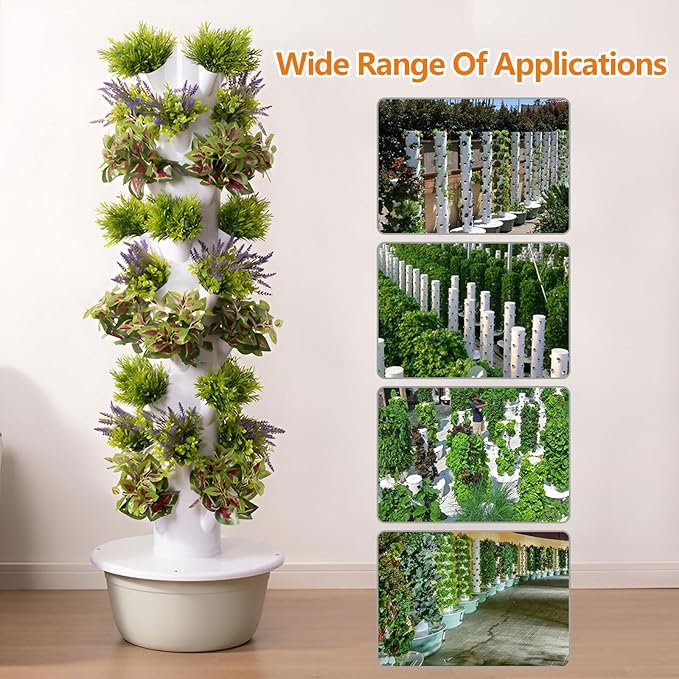 AIZYR Hydroponic Tower Vertical Planter Tower with Hydrating Pump Hydroponics Growing System Kit Gardening Planter for Strawberries Flowers Vegetables5 Layer