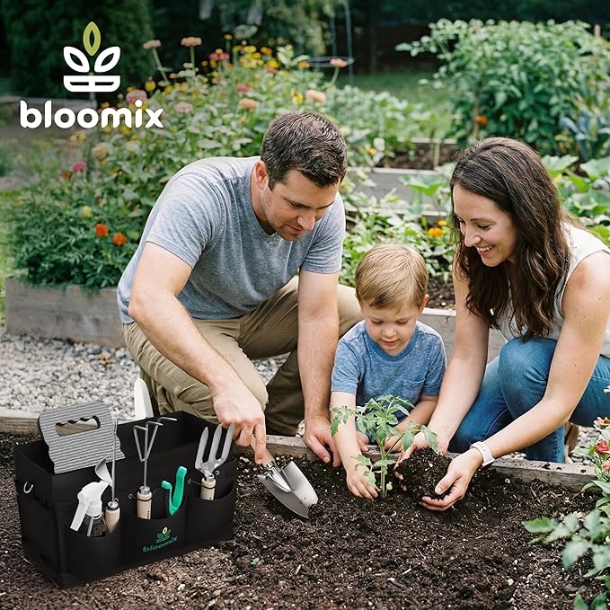 Bloomix 12Pcs Gardening Tools Set - Heavy Duty Garden Tools Set with Tool Bag Kneeling Pad Apron &amp More Garden Accessories - Stainless Steel Plant Care Kit Supplies Gardening Gifts for Women Me
