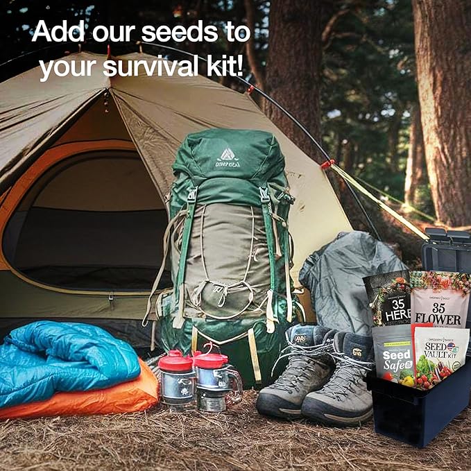 Ultimate Survival Seed Kit – 140 Heirloom Non-GMO Varieties | Over 73000 Seeds for Planting Vegetables Herbs &amp Flowers | Emergency Food Preparedness &amp Long-Term Storage