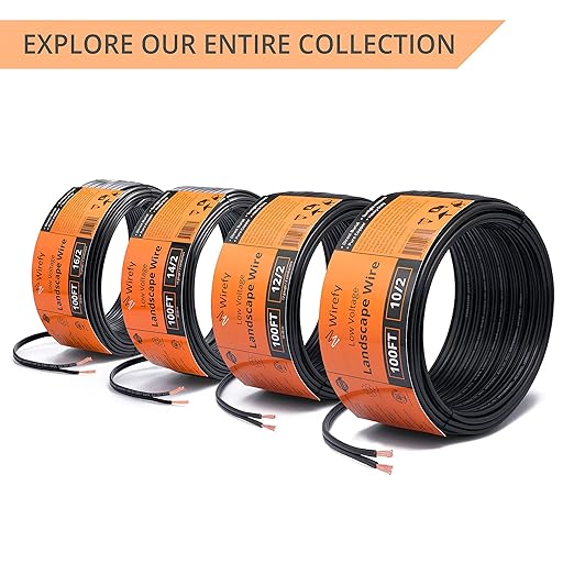 Wirefy 16/2 Low Voltage Landscape Wire 100 ft | Low Voltage Landscape Lighting Wire | Pure Copper | Outdoor Direct Burial | 16-Gauge 2-Conductor 100 Feet
