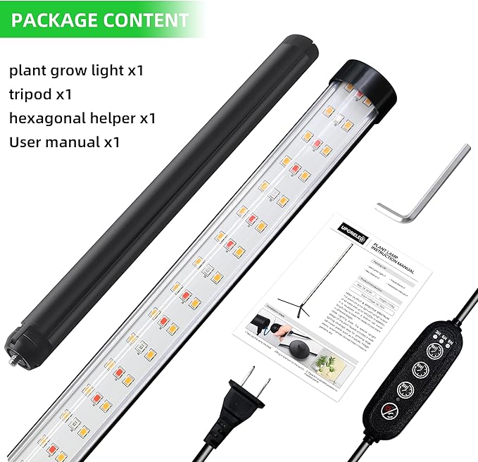 Standing Grow Light for Indoor Plants with Timer42W Vertical Grow Lights for Indoor Plants Full Spectrum4FT T8 243LED Plant Lights for Indoor Growing with 3 Lighting Modes for Tall Plants(1 Pack)