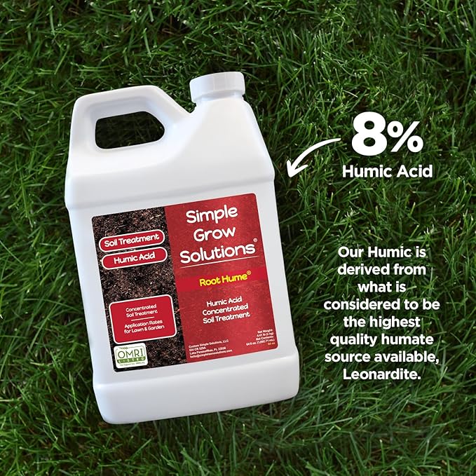Root Hume- Simple Grow Solutions - Concentrated Humic - Liquid Carbon - Simple Grow Solutions- Natural Lawn &amp Garden Treatment - Plant Food Enhancer- Turf Grass Soil Conditioner (64 Ounce)