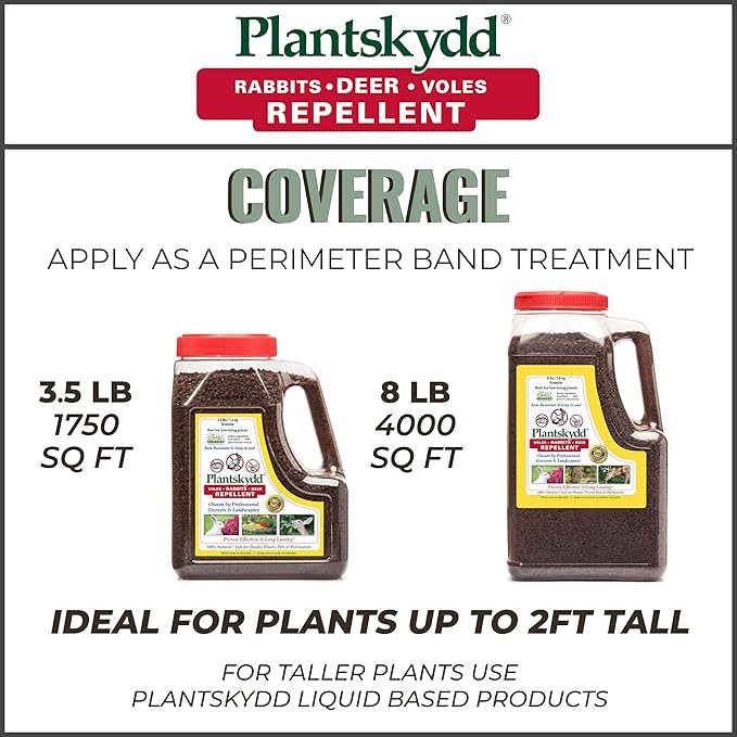 Plantskydd Animal Repellent - Repels Deer Rabbits Elk Moose Hares Voles Squirrels Chipmunks and Other Herbivores 8 LB Granular Shaker Jug (PS-VRD-8)