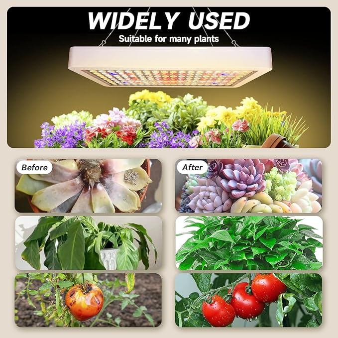 B2000W LED Plant Grow Light DimmableBest Grow Lights for Indoor Plants Full Spectrum Seed Starting Seedlings Vegetable Hanging Growing Lamps Double Switch Grow Light for Indoor Plants