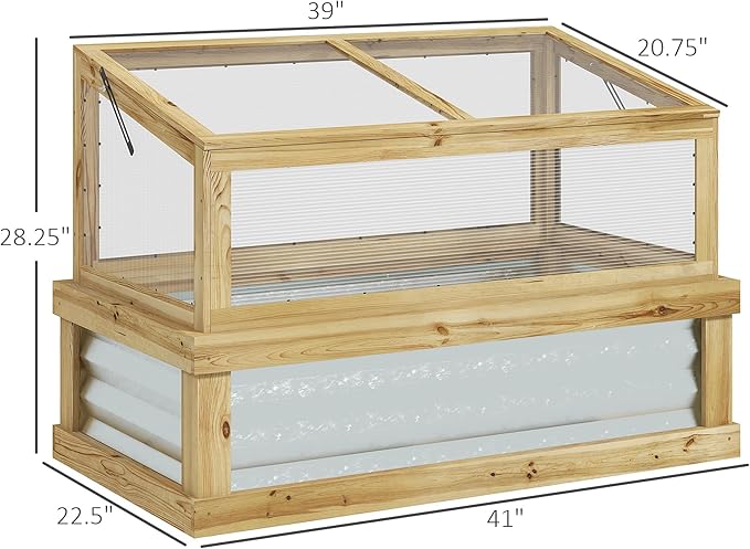 Raised Garden BedWooden Cold Frame Planter with Lean to GreenhouseRaised GFlower Bed Kit