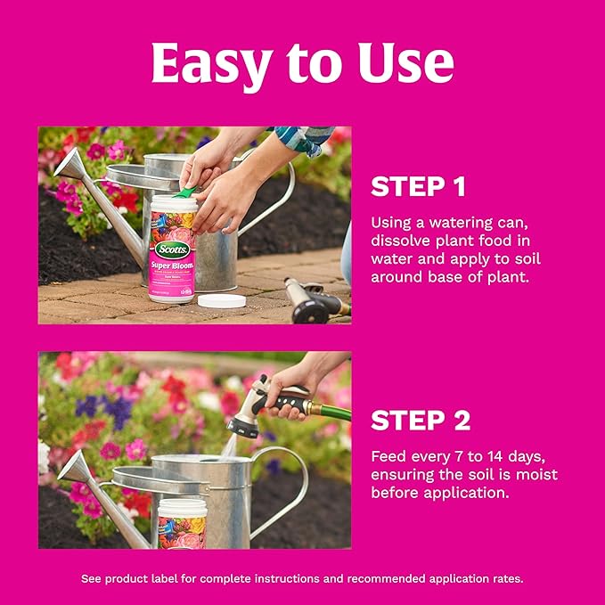 Scotts Super Bloom Water Soluble Plant Food 2 lb - NPK 12-55-6 - Fertilizer for Outdoor Flowers Fruiting Plants Containers and Bed Areas - Feeds Plants Instantly