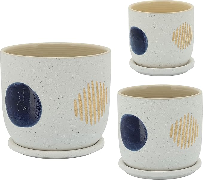 8 Funky Planter W Saucer White