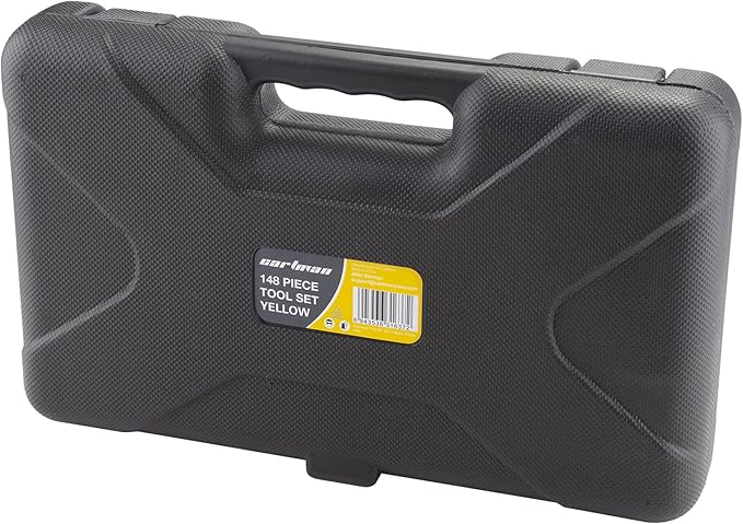 CARTMAN 148 Piece Tool Set General Hand Tool Kit with Plastic Toolbox Storage Case Automotive Set Yellow