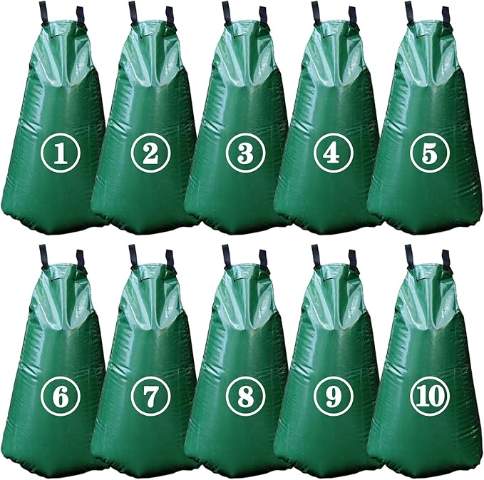 10 PCS 20 Gallon Tree Watering Bags Reusable Heavy Duty Slow Release Tree Irrigation System for Trees Premium PVC Tree Drip Irrigation Bags