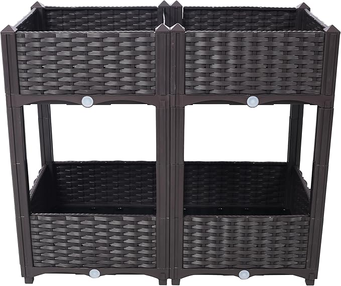 Raised Garden Beds Planter Raised Beds Elevated Planter Garden Box with Drainage Plug Raised Garden Beds for VegetableFlowerHerb Outdoor Standing Planter Beds Gardening Kit31.5x15.7x27.7.Brown