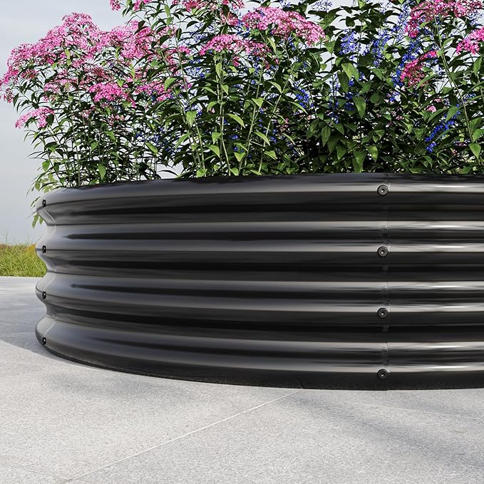 2PCS W840116764 - Black Metal Galvanized Raised Garden Bed - Durable Outdoor Planter - Ideal for Vegetables and Herbs - Weather-Resistant Garden Solution
