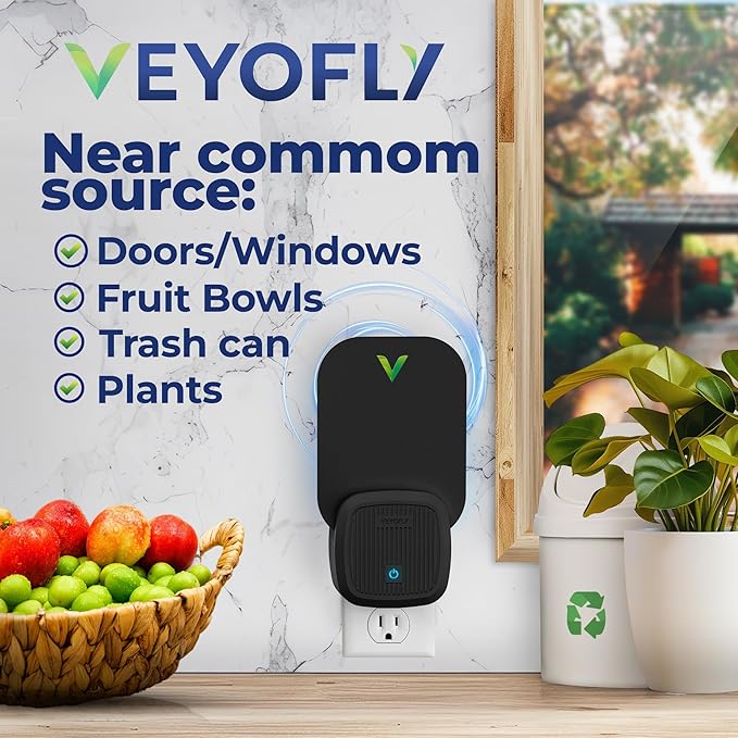 VEYOFLY Fly Trap Indoor Fruit Fly Traps for Indoors (4 Device + 12 Refills) Gnat Traps for House Indoor Fly Catcher Indoor Plug in Light Flying Insect Trap Bug Light Killer Fly Trap