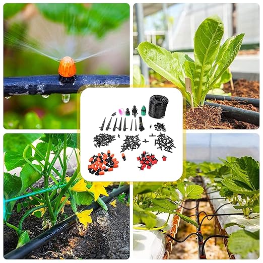 Automatic Drip Irrigation Kit with Micro Drip Emitters for Garden and Outdoor Plants 15m DIY Watering System for Lawn Greenhouse and Patio Irrigation
