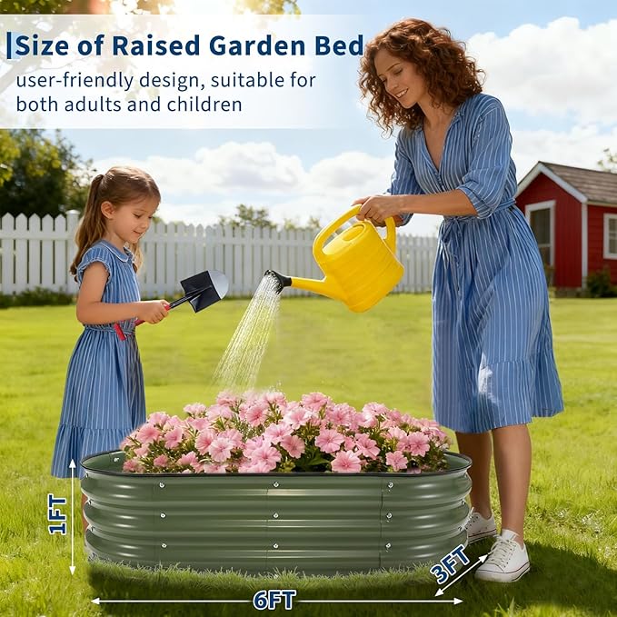 6X3x2Ft (2 Pack) Galvanized Raised Garden Bed-Open Base Metal Planter Box for Outdoor Vegetables Flowers &amp Herbs Steel Garden Raised Bed Kits