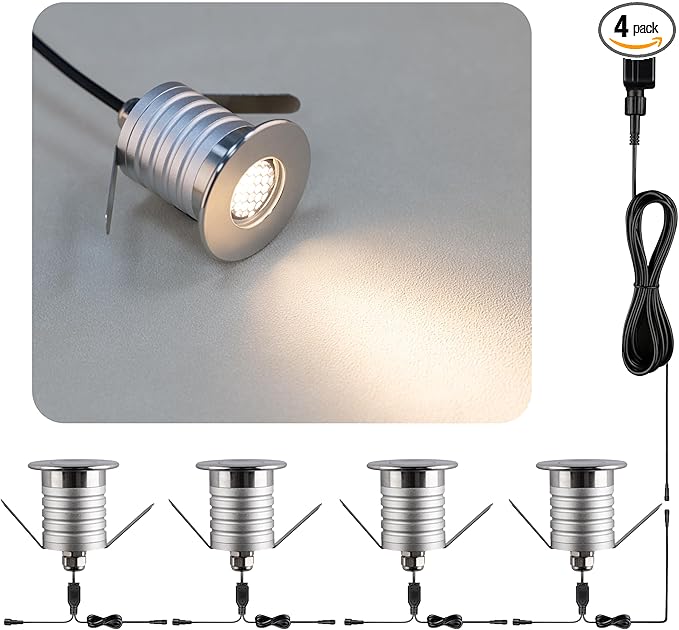 210 LED Honeycomb Underground Light 3W DC12-24V IP67 Anti-Glare Low-Voltage Embedded Stainless Steel 304 Cover Suitable for Outdoor Ground Deck Square Park Courtyard(3000K 4Packs)