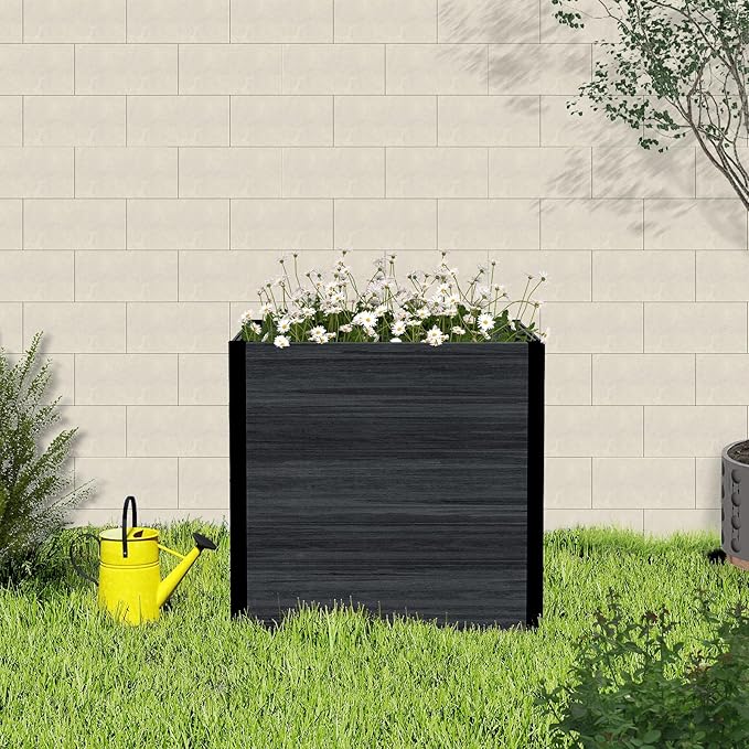 mondaria Modular Raised Garden Bed 4.8x2.6x2.5Ft Outdoor Rot-Resistant Planter Box Wood Plastic Composite DIY Combination Flower Bed Kit for Vegetables Herb (Black)