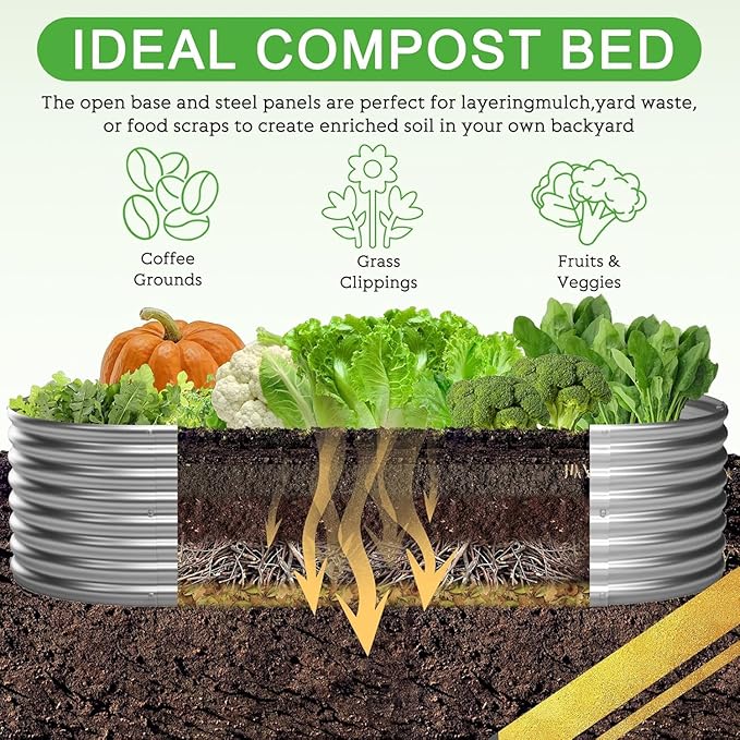 FRIZIONE 3pcs 6x3ft Galvanized Raised Garden Bed OutdoorSteel Garden Bed for VegetablesAbove Ground Garden Box for FlowerMetal Raised Beds for Gardening