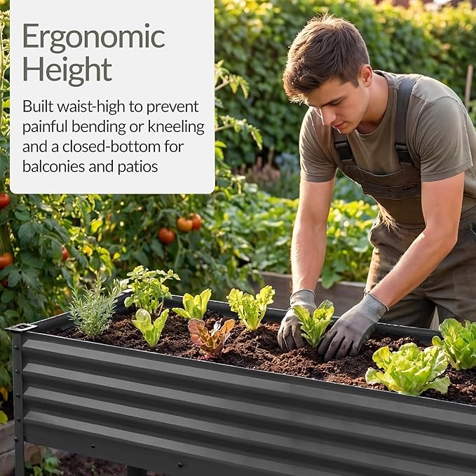 Best Choice Products 48x24x30in Galvanized Raised Garden Bed Metal Elevated Planter Box Vegetable Garden for Backyard Patio Balcony - Charcoal