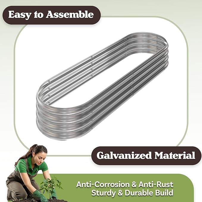 Galvanized Raised Garden Bed - 82x35x11in Planter Box with Open Bottom and Anti-Rust Coating - Easy-to-Assemble Elevated Flower Bed by Pure Garden