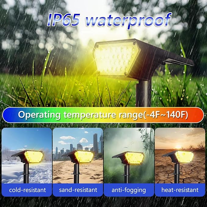 10pack Solar Spot Lights OutdoorAuto On/Off Solar Lights Outdoor Waterproof IP652-in-1 Solar Powered Outdoor Landscape LightingSolar Lights for Outside Yard Garden Pathway (Warm White)