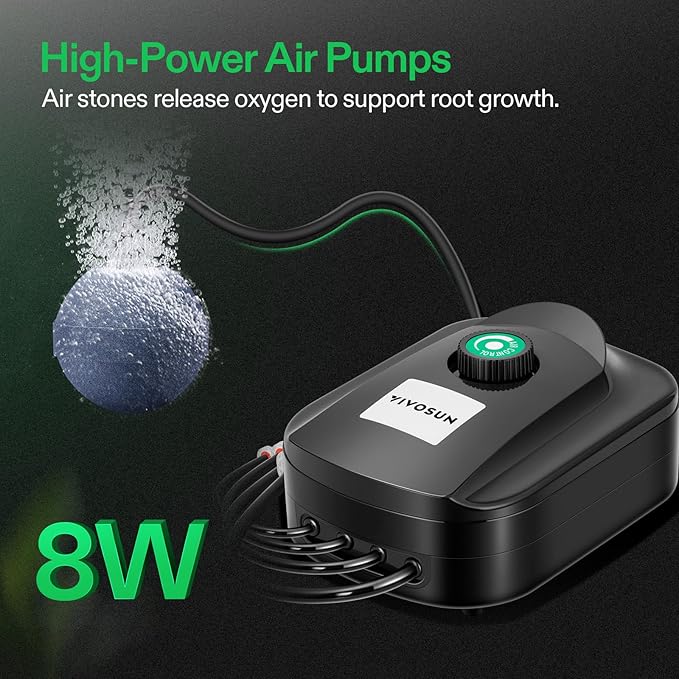 VIVOSUN DWC Hydroponics Grow System with Top Drip Kit 5-Gallon Deep Water Culture Recirculating Drip Garden System with Multi-Purpose Air Hose Air Pump and Air Stone (2 Buckets + Top Drip Kit)