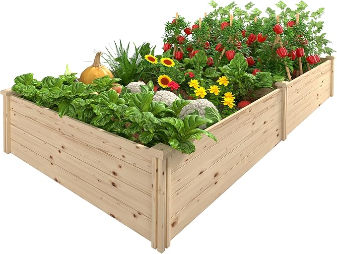 94''L x 47''H x 15''W Wooden Raised Garden Bed Elevated Planter Garden Box Stand Garden Bed Planter for Vegetables Flowers Herbs Ideal for Outdoor Gardening with Open Base