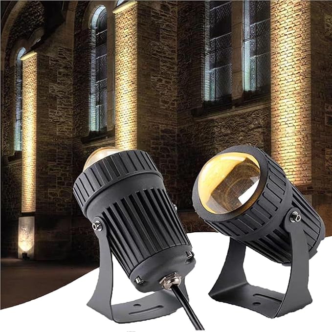Rotation Led Spot Lights - Long Range LED Beam Spotlight 10W Outdoor Wall Lamp Landscape Lighting IP65 Waterproof LED Narrow Beam Spotlight For Garden Courtyard Landscape Lighting(Yellow24V)